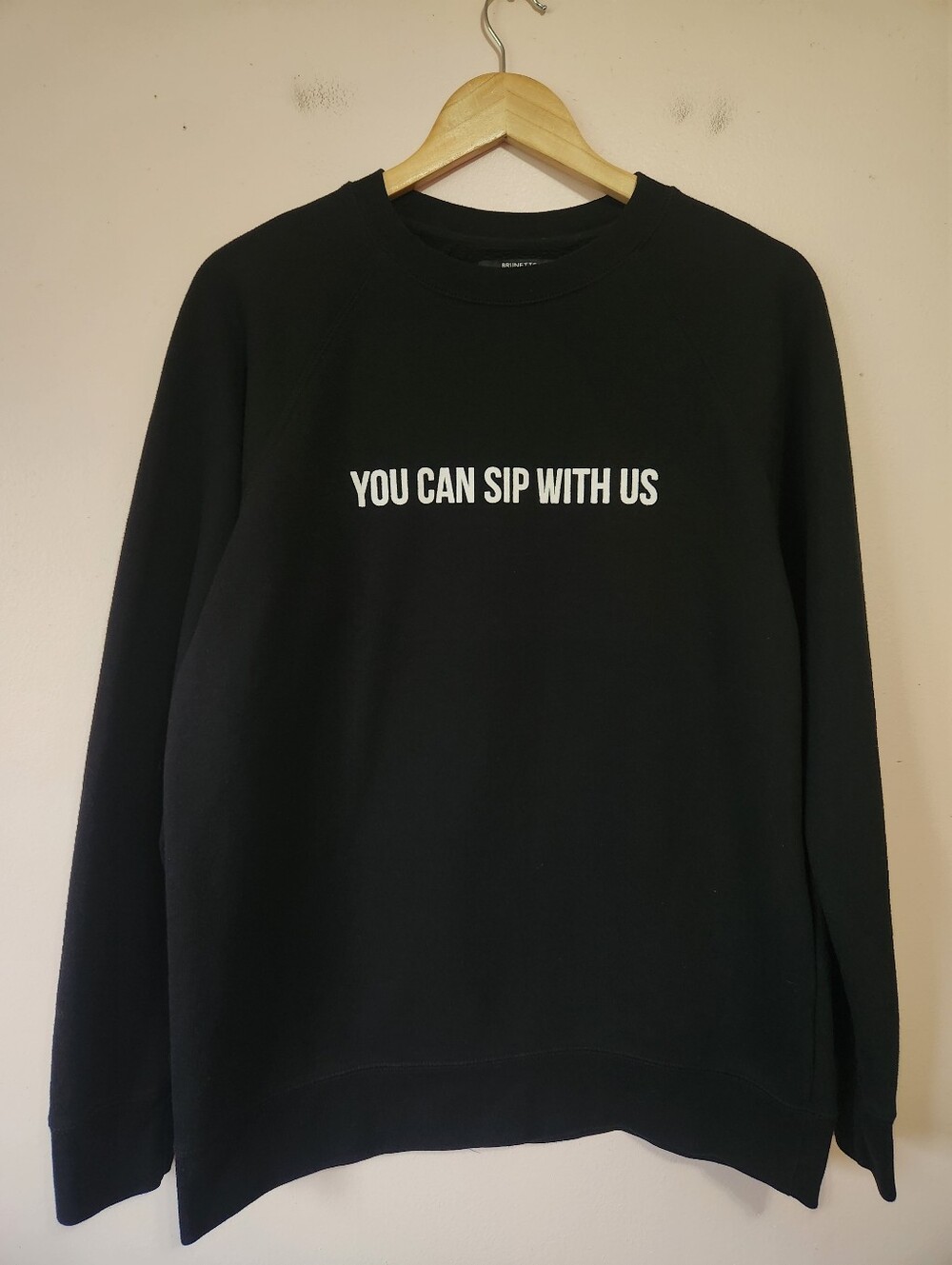 Brunette The Label You Can Sip With Us Black Graphic Crewneck Sweatshirt M/L